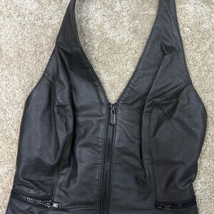 Wilson Black Leather Halter vest